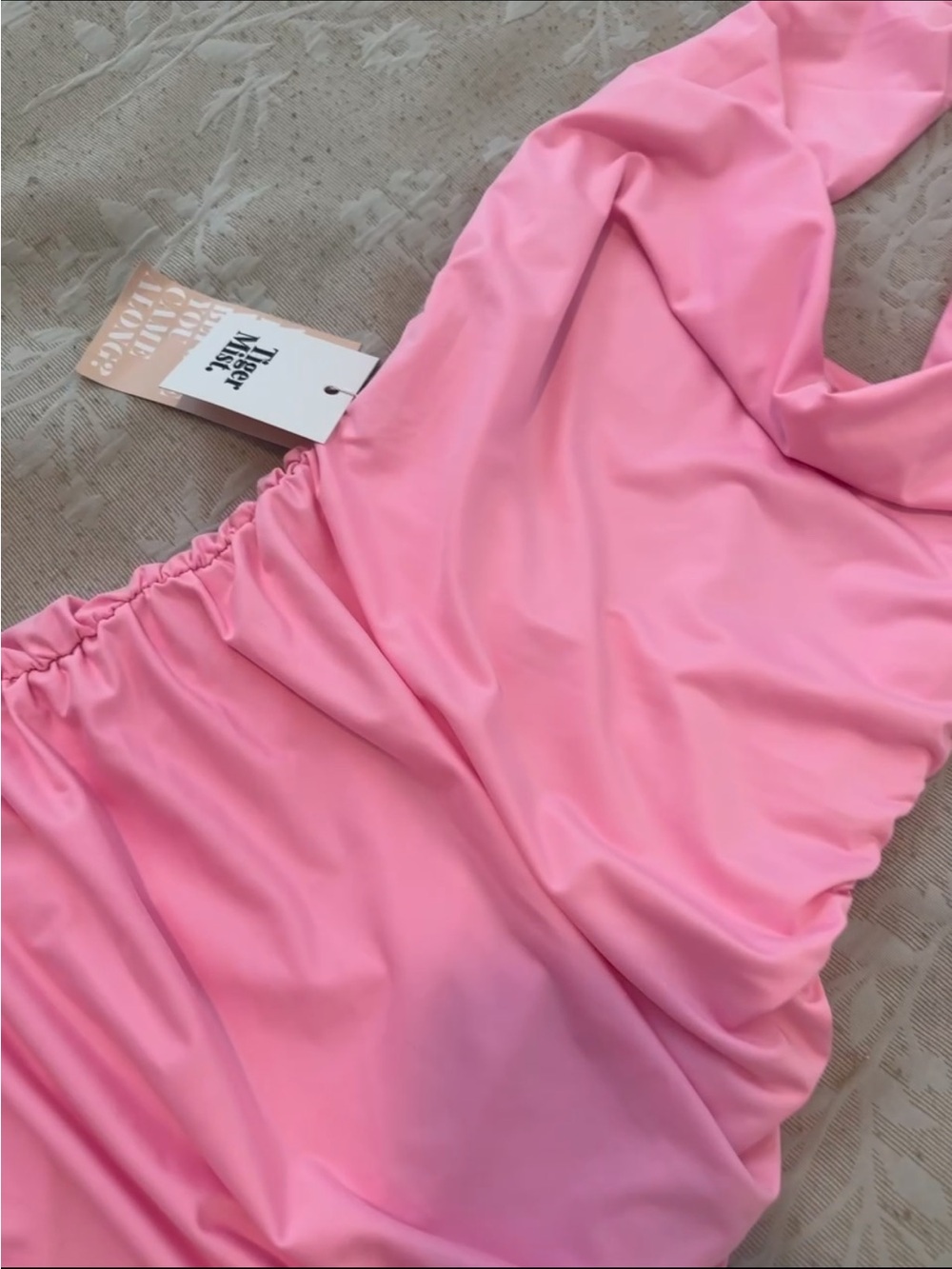 Tiger Mist Pink Halter Ruched Mini Dress - Picture 4 of 7